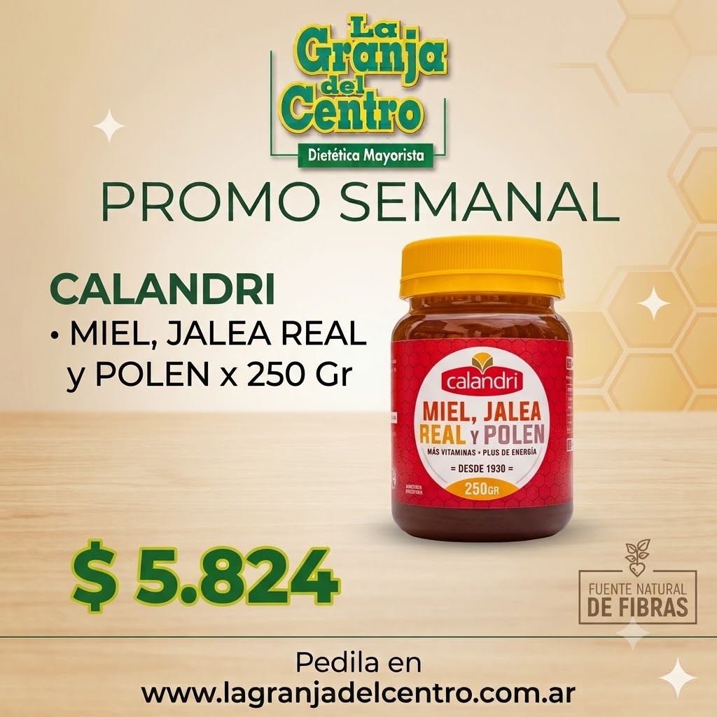 Ofertas y Promociones CALANDRI - MIEL; JALEA Y POLEN X 250 GR  PROMO SEMANAL